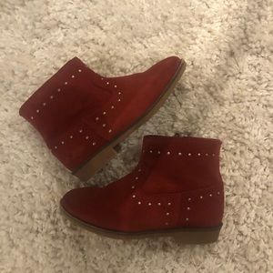 Red studded detail boots